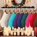 EBOOT 18 Inch Knitted Christmas Stockings Bulk Large Cable Knit Christmas Stockings Farmhouse Xmas Decorations Hanging Wall Fireplace Party Supplies(8 Pcs, White/Green/Red/Blue/Gray/Purple/Pink/Blue)