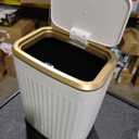 TIPGO Bathroom Trash Can with Lid, 2.1 Gallon / 8 Liter Small Garbage Can, Press Top Bin, Stainless Steel Wastebasket with Pop-Up Lid for Bedroom, Living Room, Office (White)