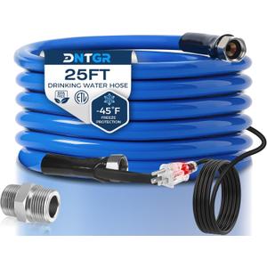 25FT Heated Water Hose for RV,Heated Drinking Water Hose,Lead and BPA Free,1/2" Inner Diameter,Temperatures Down to -40F,Rv Freshwater Hoses with Fittings,Blue Appearance