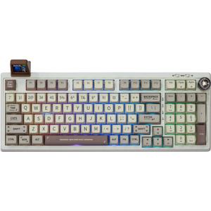 EPOMAKER RT100 97 Keys Gasket BT5.0/2.4G/USB-C Mechanical Gaming Keyboard with Customizable Display Screen, Knob, Hot Swappable Socket, 5000mAh Battery for Win/Mac (Flamingo Switch)