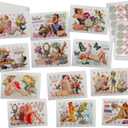 Vintage Pinup Girls Note Cards - 24 Antique Pin Up Girls Cards with Envelopes & Vintage Sticker Seals - Assorted Retro Illustration Cards Printed on Antique Textured Style Cardstock
