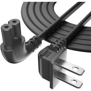 Superer L-Shaped 90 Degree TV Power Cord 2 Prong AC Cable Compatible with Samsung, LG, TCL, Sony, Apple TV, Vizio, Toshiba, Sharp, Insignia, Hisense Smart TVs  ETL Listed Replacement (6 ft)