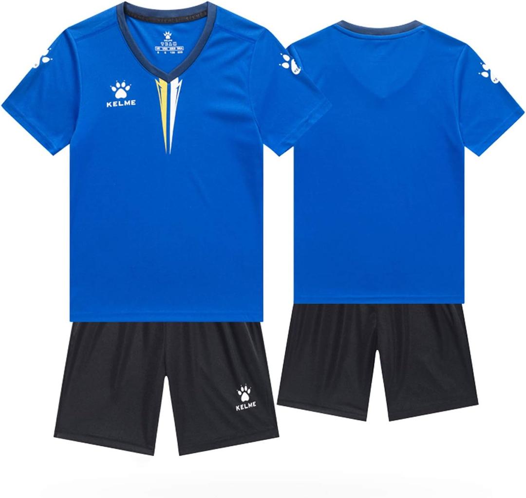 KELME Kids' Soccer Jersey - Boys Girls Quick Dry Training Set, Indoor Turf Uniform (Blue)