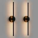 ZAGO 24 Inch LED Indoor Linear Wall Sconces Set of Two, 3CCT Switchable, Matte Black, Hardwired and Wall Mounted, Dimmable for Living Room, Hallway, Bedroom, 120-277V, 14W, 900LM, ETL Certified