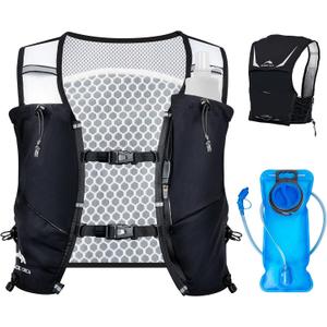 BLACK ORCA Running Vest for Women Men, Lightweight Hydration Vest with 2L Water Bladder, Hydration Backpack for Marathon, Trail, Cycling, Hiking, Jogging(Large)
