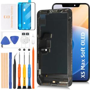 Soft OLED XS Max LCD Screen Replacement for iPhone Xs Max 6.5 inch [Soft OLED,NOT LCD] LCD Display Touch Digitizer Screen Assembly A2215 A2160 A2217 with Repair Tools