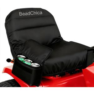 Lawn Mower Seat Cover with Pouch,Tractor Riding Mower Seat Cover Compatible wiht Husqvarna,for Zero Turn,for Troy Bilt,for Craftsman,for John Deere Lawn Mower Seat(Medium) (Black)