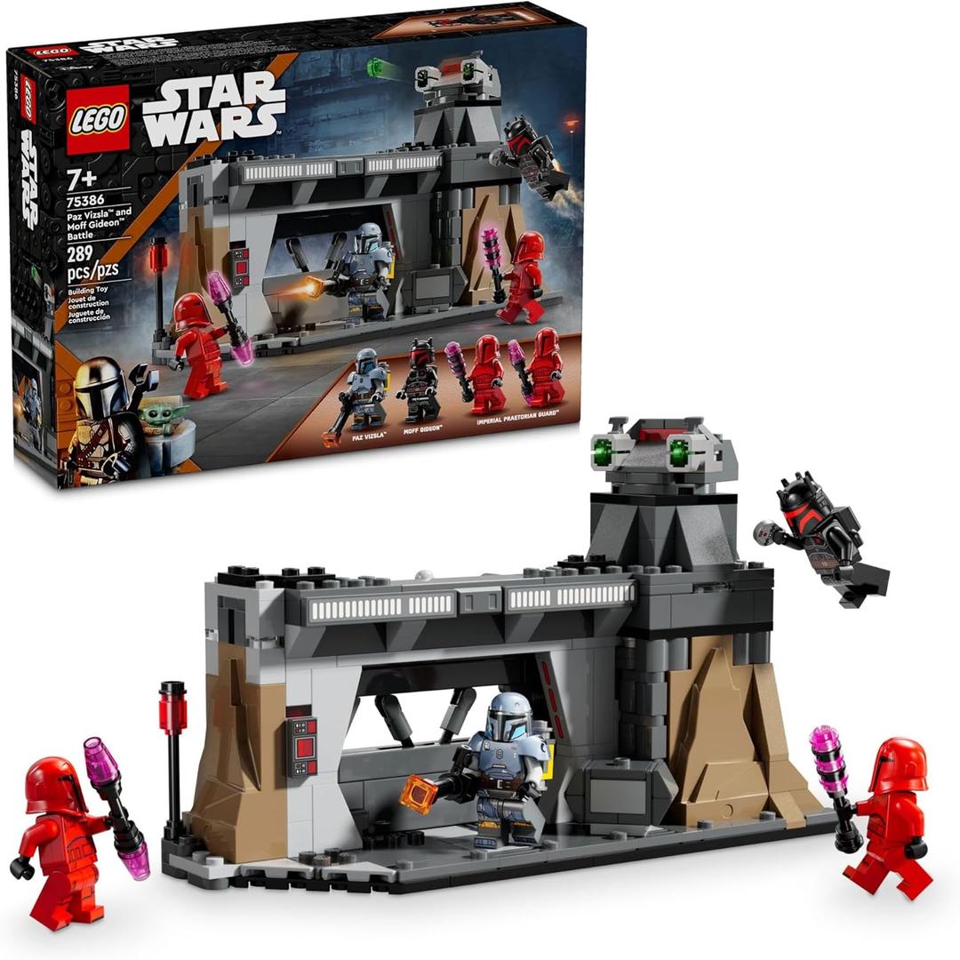 LEGO Star Wars: The Mandalorian Paz Vizsla and Moff Gideon Battle, Fun Building Set for Kids, Collectible Star Wars Toy with 4 Minifigures, Birthday Gift for 7 Year Old Boys and Girls, 75386