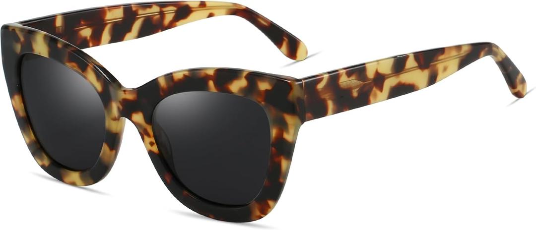 ZENOTTIC Trendy Polarized Women Sunglasses: Retro Cateye Shades - Sun Glasses Designed for Ladies with UV400 Protection (Grey Demi Frame / Grey Lens)