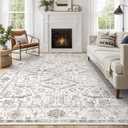 Area Rugs 7x9 for Living Room - Washable Soft Large Vintage Rug Non-Slip Stain Resistant Traditional Stain Resistant Indoor Floor Low Pile Carpet for Bedroom Dining Room or Home Office - Blue