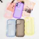 2 x Compatible with iPhone 16 Case 6.1" 2024, Cute Kawaii Curly Wave Frame Shape Soft Silicone Shockproof Protective Phone Cover for Women Girls, Clear/Black