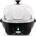 Elite Gourmet EGC-007B# Rapid Egg Cooker, 7 Easy-To-Peel, Hard, Medium, Soft Boiled Eggs, Poacher, Omelet Maker, Auto Shut-Off, Alarm, 16-Recipe Booklet, Black