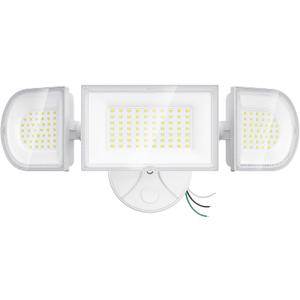 180W LED Security Light, 18000LM Flood Light Outdoor, Wired, Switch Controlled, IP65 Waterproof Exterior Floodlight, 6500K Daylight White, 3 Adjustable Heads for Garage, Yard, Entryway (White)