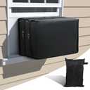 Black Window AC Cover, Dust-proof Waterproof Outdoor Protection Cover, Adjustable Straps, Bottom Covered, Medium (21"x16"x15") 