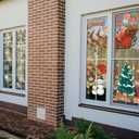 2 x Christmas Party Decorations - Snowflake Window Clings Stickers for Glass | Christmas Decorations Indoor Outdoor - Holiday Santa Claus Reindeer Decals Xmas Decor Party Favors Supplies for Outside 2025 (White Red)