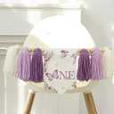 Handmade Butterfly 1st Birthday High Chair Banner Purple Party Decoration For Girls Boys Wall Hangings Decorative