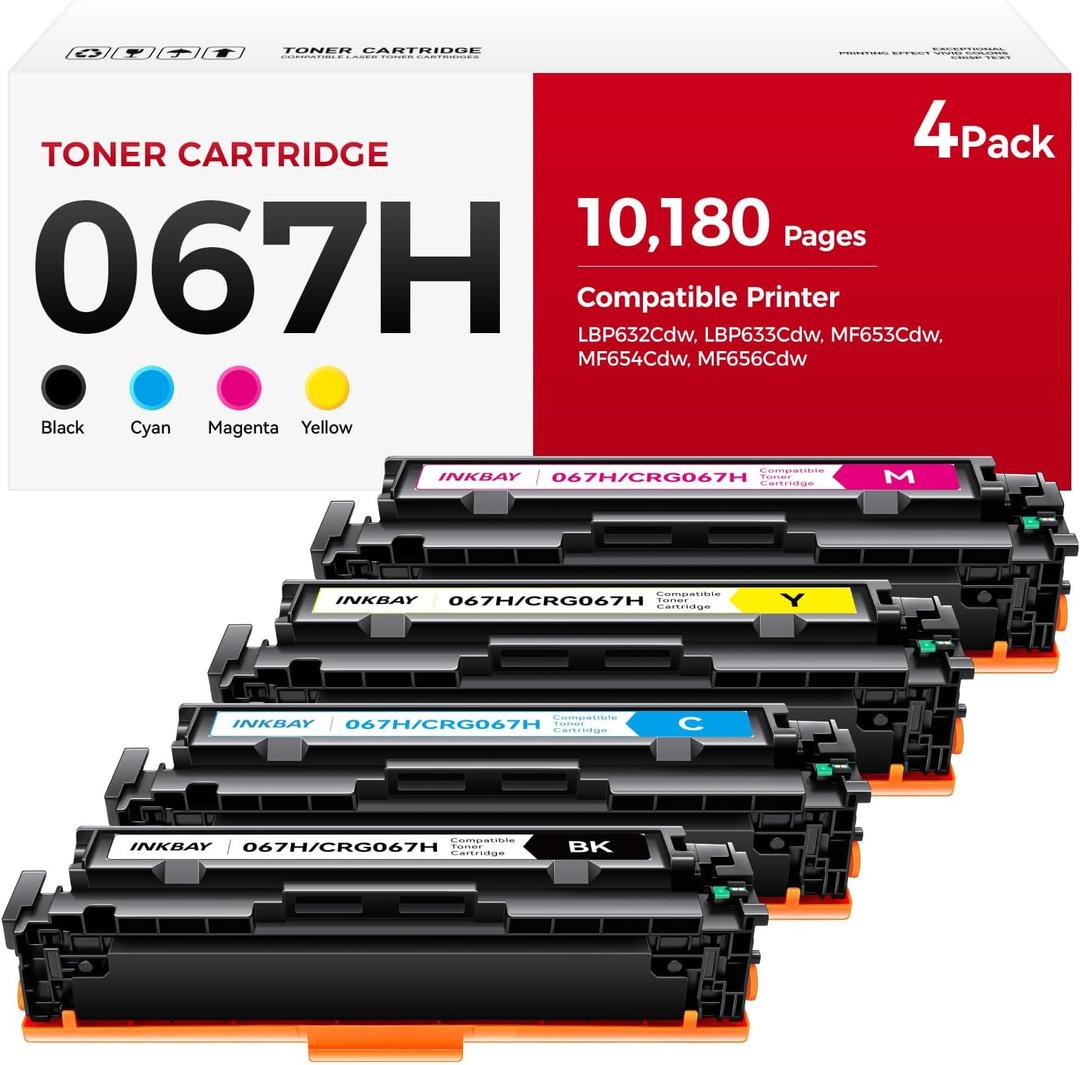 067H 067 - Juego de cartuchos de tner con chip de alta capacidad compatible con Canon 067H Toner para Canon Color imageCLASS MF656Cdw MF654Cdw MF653Cdw LBP633Cdw LBP632Cdw MF650C LBP630C Tinta de
