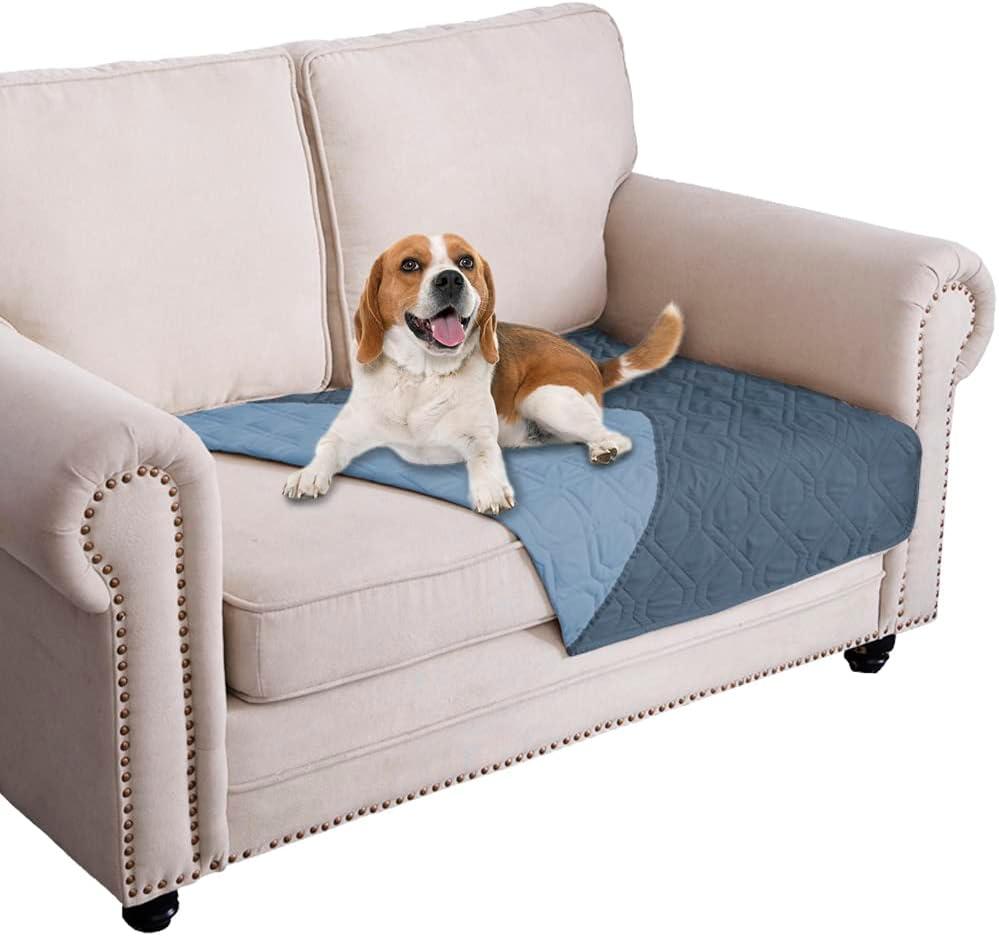 Ameritex Waterproof Dog Bed Cover Pet Blanket for Furniture Bed Couch Sofa Reversible (30x53 Inch (Pack of 1), Navyblue+stoneblue)