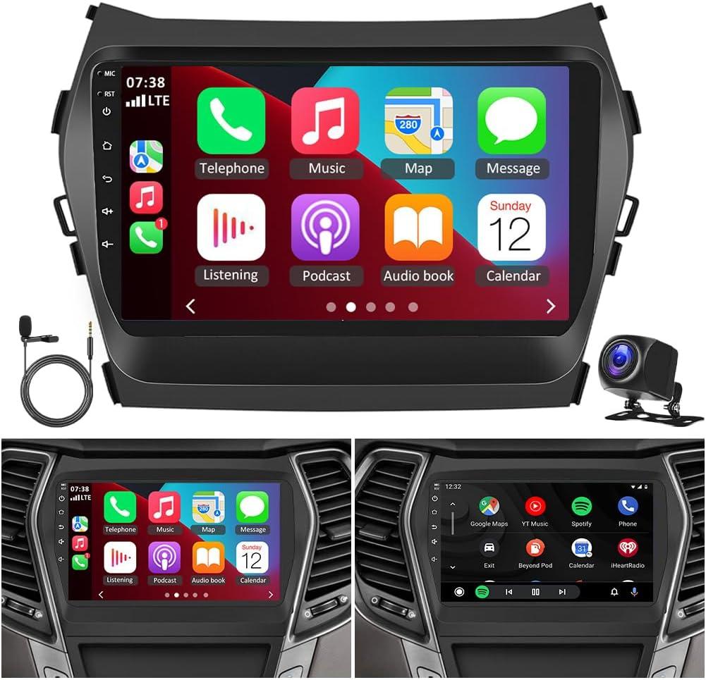 Android 13 Car Stereo for Hyundai IX45 Santa FE 2013-2018, 9 Inch Touch Screen Radio with Wireless Carplay Android Auto, Mirror Link Car Radio Bluetooth GPS WiFi FM SWC Backup Camera MIC 2+32G