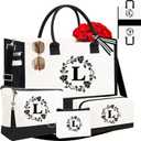 Personalized Tote Bags for Women, 4pcs Monogram Tote Bags, Double-sided Embroidery Initial Tote Bag Birthday Gifts