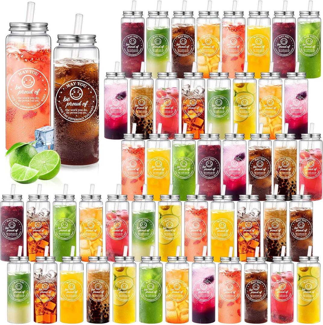 LemonRoad 48 Pcs Employee Appreciation Gifts Plastic Cups Bulk 17 oz Reusable Tumblers Team Thank You Inspirational Mugs with Lids Straws May You Be Proud of Gifts for Staff Coworker Teacher Nurses