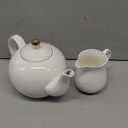 BTaT- 3 Piece Tea Set, Creamer and Sugar and Teapot Set, White Cream and Sugar Bowl and Creamer Set White Teapot Porcelain Teapot, Milk and Sugar Serving Set, Porcelain Tea Pot Ceramic Teapot