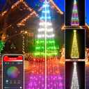 Avatar Controls 8FT Smart Outdoor Christmas Cone Tree, DIY Prelit Color Changing LED Christmas Tree Chasing Light Show App Remote Control, Music Timer Waterproof Large String Lights for Yard Decor