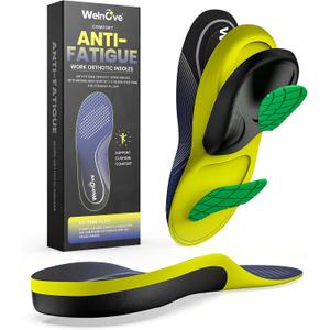 Work Orthotic Insoles for Plantar Fasciitis - Welnove Superior Comfort Work Boot Insoles for Standing All Day - Anti Fatigue Medium Arch Support Shoe Inserts for Men Women Flat Feet Pain (Size XL) (XL: Men 11-13.5 / Women 12-14.5, Blue)