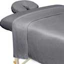 ForPro Professional Collection Premium Microfiber 3-Piece Massage Sheet Set, Cool Grey, Ultra-Light, Stain, and Wrinkle-Resistant, Includes Flat, Fitted Sheet and Massage Face Rest Cover