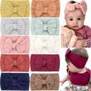 CLLOT 10Pcs Super Stretchy Soft Knot Headbands with Hair Bows Head Wrap Hair Accessories For Newborn Baby Girls Infant Toddlers Kids