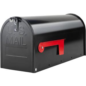 Black Metal Mailbox, Galvanized Steel Outside Mailboxes, Standard Medium Capacity, 20 x 8.7 x 6.7 Inches