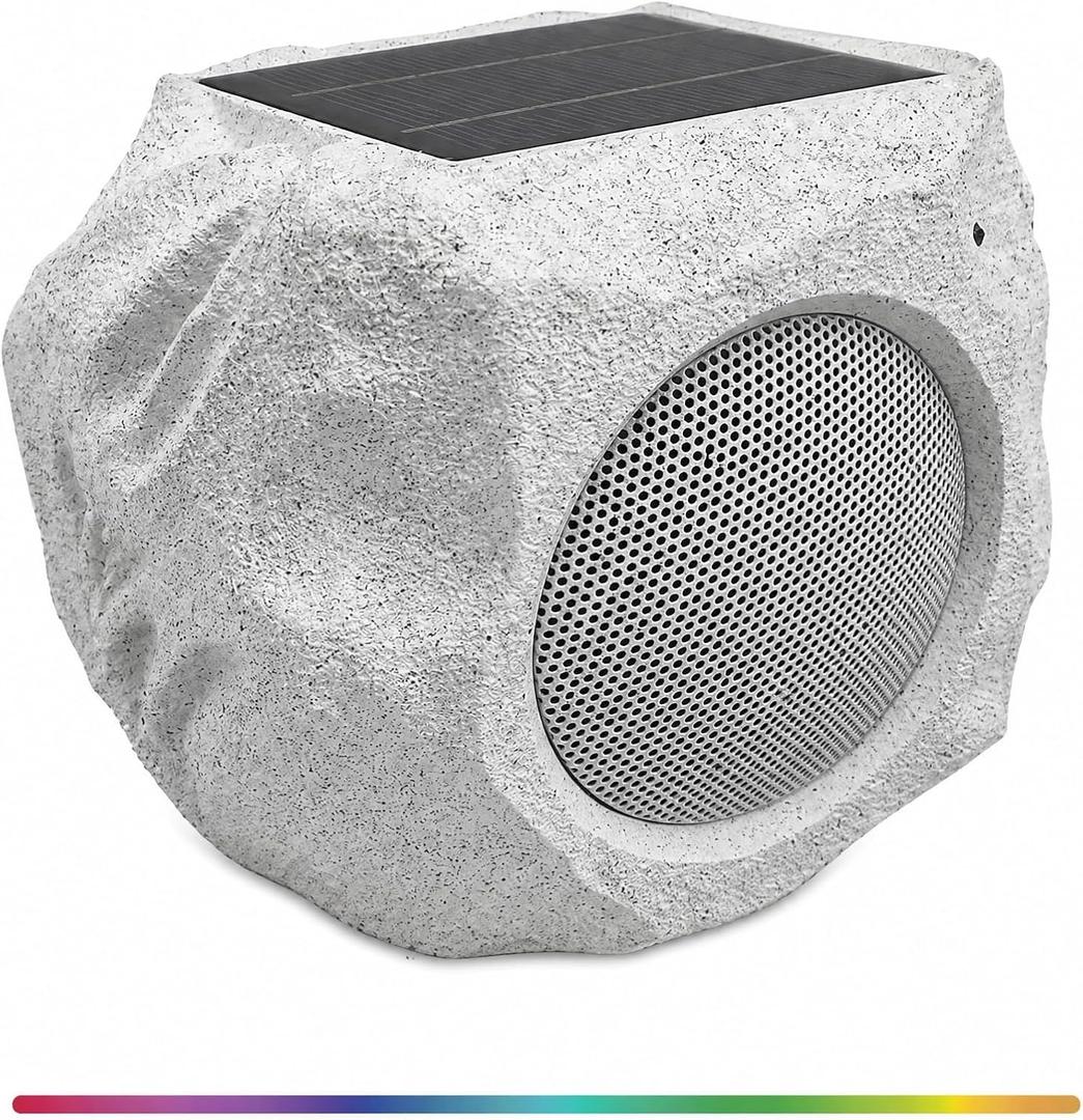 Solar Powered Outdoor Rock Bluetooth Speaker 4.5 Inch Waterproof Peak 40W Deep Bass 22 Hr Playtime, Bluetooth 5.4/Multi-Sync 200 Speakers/Remote Control,IP65 for Garden Patio Pool(Colorful 1PC)