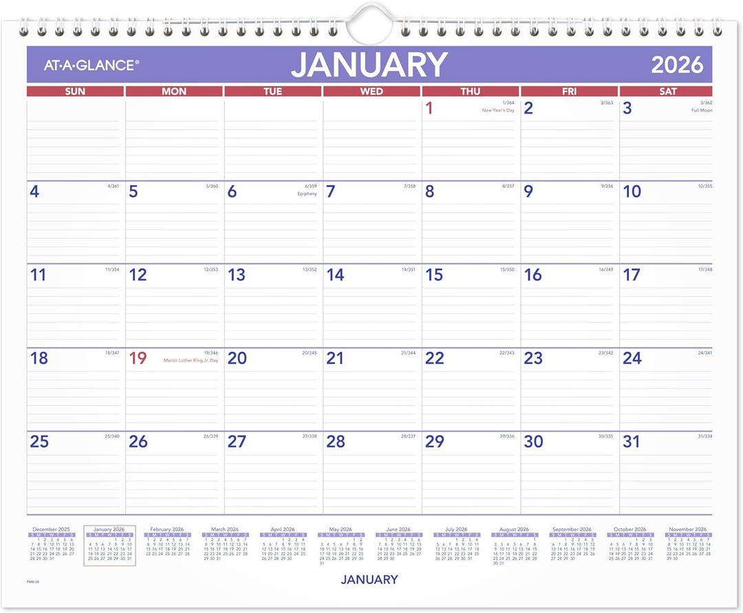 AT-A-GLANCE 2026 Wall Calendar, 15" x 12", Medium, Wide (PM82826)