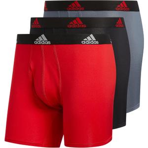 adidas Men's Microfiber Boxer Brief, Performance Boxer Briefs Underwear Pack for Men (Medium, Scarlet Red/Black/Onix Grey/P)