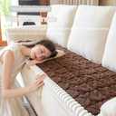 Couch Cover For dogs washable,Funny Fuzzy Pet Couch Cushion Covers For Sofa, Non Slip Couch Covers For 3 cushion couch sofa pet friendly,Dog Bed Mat ,sofa pads for couch (Coffee color,27.5x82.6 inch)