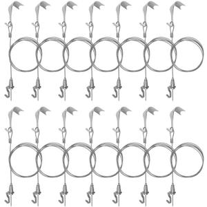 Mocking Bird Sturdy Picture Rail Hanging System, 66 lb (30 kg) Max Load Capacity, Adjustable Wire Hooks Kit, 3ft (1 m) Length Cable with Loop, Frames Display kit (14 Pack), Silver, WJPJ-0003-T14