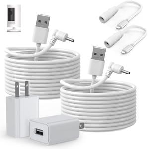 2-Pack Power Adapter Charger Cable Compatible with Ring Stick Up Cam Battery/Plug-in 3rd Gen/2nd Gen & Ring Pan Tilt Stick Up Camera, Indoor/Outdoor Weatherproof Power Cord (4m/13.2ft)