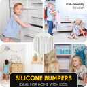 3 x 4 Clear Silicone Wall Protector Strips  Self-Adhesive Door Slam Stoppers & Noise Dampening Bumpers for Cabinets, Car, Toilet Lids, Drawers, Shower  5.5" x 0.7" x 0.2" by Vellax