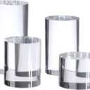 Clear Polished Acrylic Cube Cylinder Round Photo Props, Transparent Solid Acrylic Display Blocks for Photography Boutique Jewelry Cosmetic Crafts Closet Show, 4 Pcs (Transparent Cylinder)