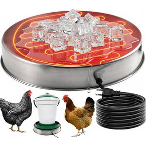 Chicken Waterer Heater,14 Inch Heated Chicken Waterer Base for Winter 5 Gallon with Antibite Cable for Poultry Fountains Water Bowl Plastic Metal Waterer