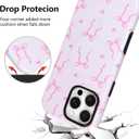 Fiyart Designed for iPhone 16 Pro Case Cute Trendy Aesthetic Bow Pattern Compatible with MagSafe Checkered for Women Girls Hard Phone Shockproof Cover 6.3",Pink Ribbon Bowknot