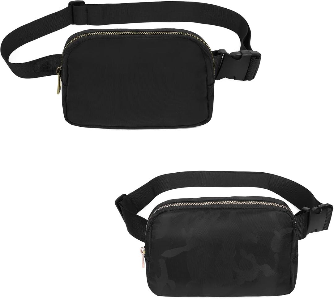 Waist Belt Bag Fashion Fanny Women and Men Gift Waist Pack With Adjustable Strap For Travel Running Hiking Walking Black+Camo Black