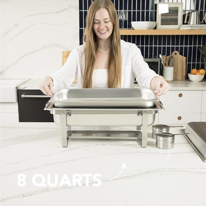 Rotary Chafing Dishes for Buffet Set Chafers & Food Warmers with Lids
Makes Setup Easy for Weddings, Parties, Catering Events, and Buffet Serving
