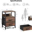 Lazzanto NightStand Bedside Charging Table Bedroom - Brown Night Stand with Charger Station, Modern Bed Side End Table with Open Shelf & 2 Fabric Drawers, USB-C Port for Dorm, Living Room