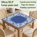 Blue Chinoiserie Floral Bird Mahjong Mat for Table(31.5" x 31.5"), Blue and White Grand Millennial Non-Slip Noise Reduction Mahjong Table Cover for Mah Jong Card Board Tile Games Poker Dominoes