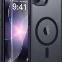 FNTCASE for iPhone 17e Case: iPhone 16e Phone Case [Compatible with Magsafe] Translucent Matte Cases with [Screen Protector] Military Grade Shockproof Protective Phone Cover - Black