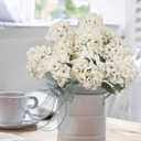 2 Pcs Hydrangea Artificial Flowers White Faux Hydrangeas Flower Outdoor Artificial Flowers Bouquets Silk Hydrangea Flowers Stems for Home Decor Party Floral Arrangements Wedding Centerpieces