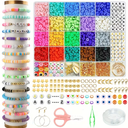 5100pcs Clay Beads Bracelet Making Kit, Polymer Beads Spacer Heishi Beads And Jewelry Kit with Elastic Strings, Crafts for Birthday