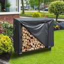 4 FT Firewood Rack Cover, Outdoor Log Rack Cover, 600D Oxford Waterproof Heavy Duty outdoor firewood Storage rack cover with Buckle, Cover Only (Black)