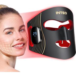 Red Light Therapy for Face 4 Modes, Breathable Red Light Therapy Mask with 4 Color Light Modes, 850NM Infrared LED Face Mask Light Therapy with Timer, Portable Led Mask for Home & Travel (Black)